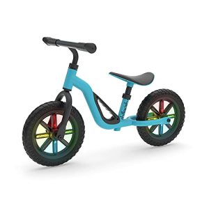 Chillafish Charlie Glow toddler balance bike with light-up wheels when riding, carry handle, adjustable seat and handlebar, puncture-proof 10-inch wheels, for kids 18-48 months, sky